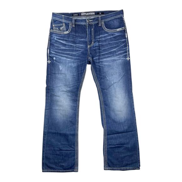 Affliction Cooper Jeans Emroidered Rockabilly Men's size 38 Long
